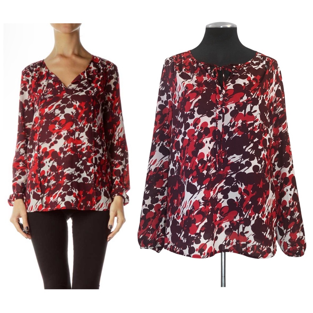 J.Crew - Dark Poppy Floral Tie Front Blouse – E4505